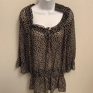 Apostrophe mesh top with scrunch detail